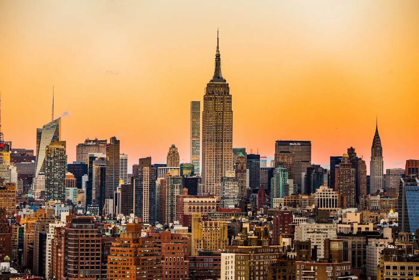 New York skyline at sunset, USA