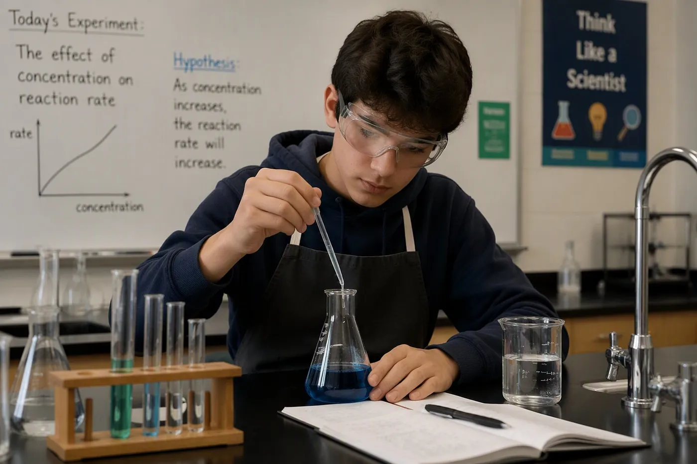 Student working in the research laboratory at Aditya Apex Global Academy