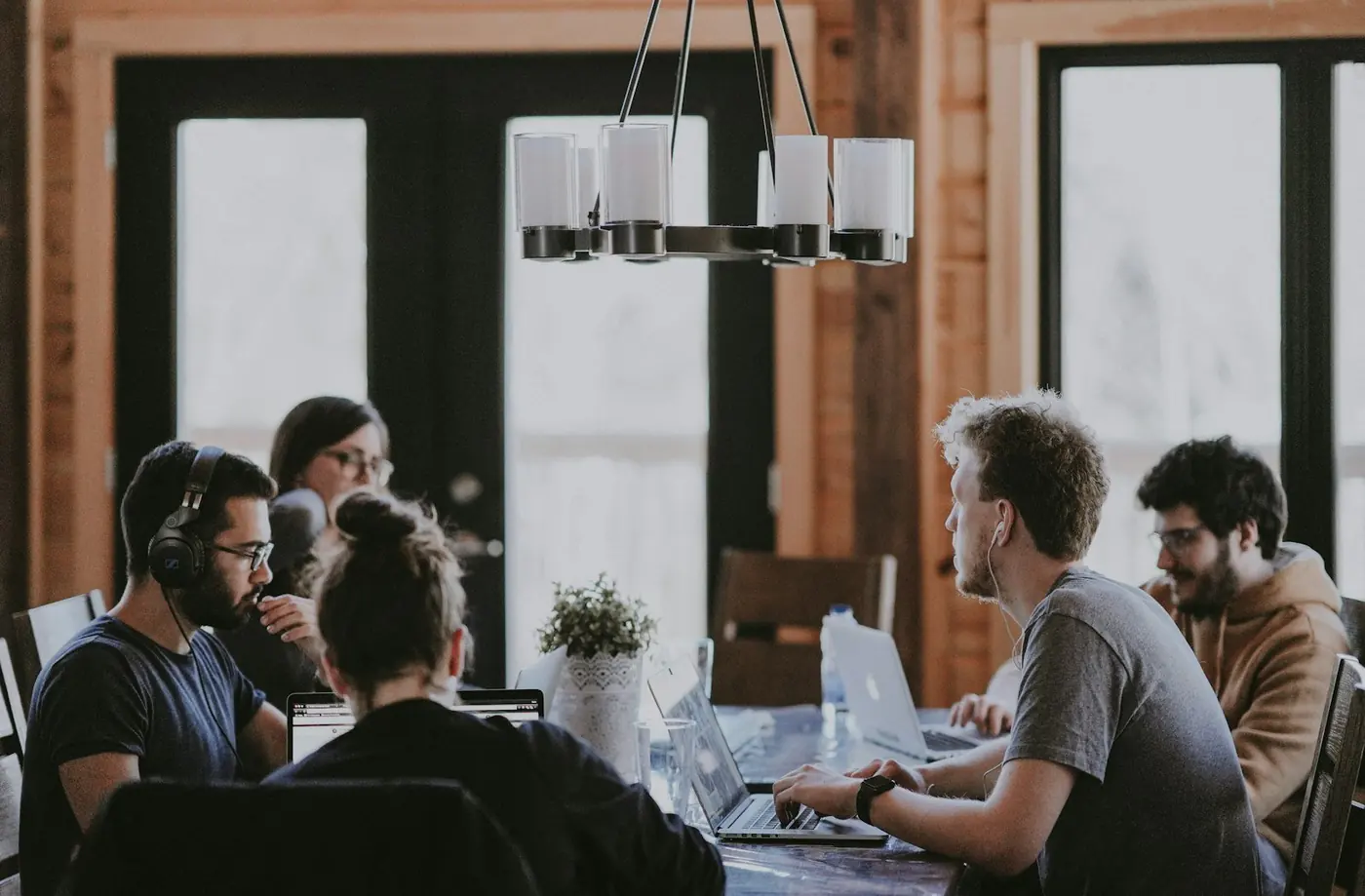 Students in a team discussion